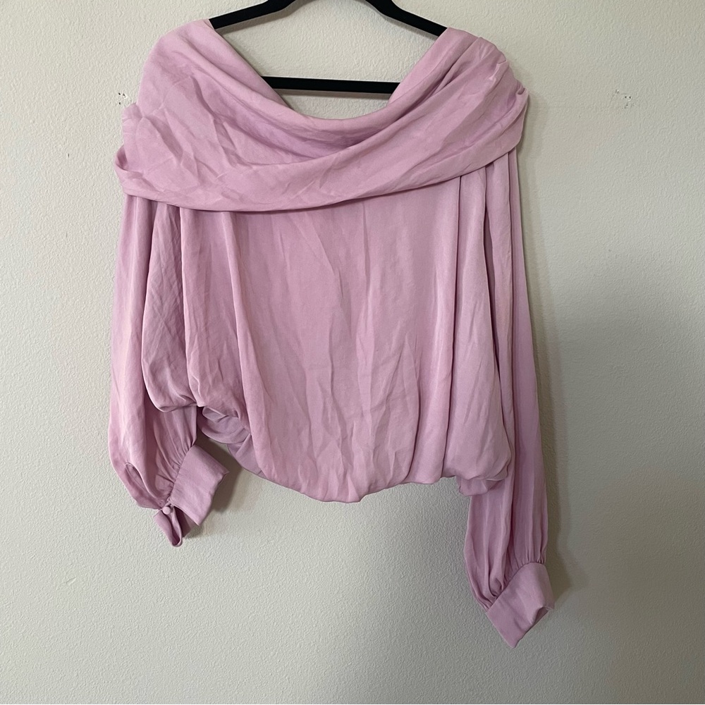 Purple Jenna Off-Shoulder Satin Top